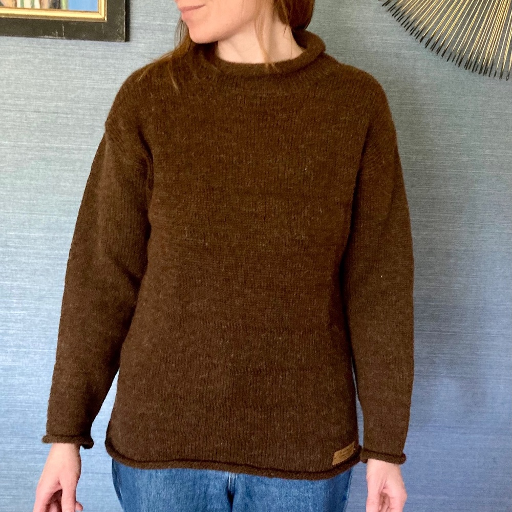 Hand knit Montana Bison Wool Unisex Sweater SM/MD